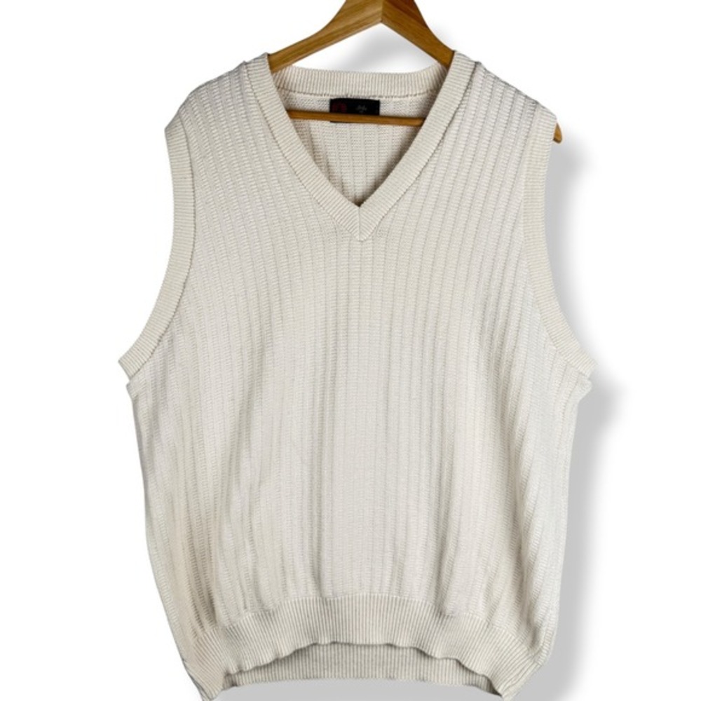 Vintage Isle of Cotton Sweater Vest Mens Size Large Made in USA Preppy Heritage